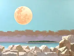 Leonard Everett Fisher, Cockenoe Island Moonrise, 2008, Acrylic, polymer emulsion on canvas