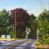 Niles Lewandowski, Railroad Crossing, Oil on canvas