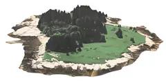 Sam Cady, Island From Above, 1988, Oil on canvas, along with custom build case