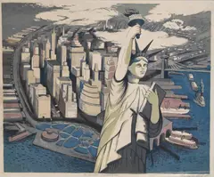 Harry Gottlieb, To Liberty, I Greet You, 1940, Screenprint in color