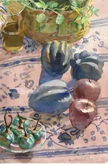 David Rohn, Acorn Squash, Watercolor on paper