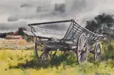 Ranulph Bye, Old Hay Wagon on a Bucks County Farm, circa 1970, Watercolor on paper