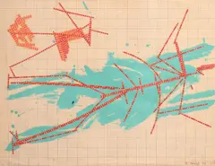 Judy Pfaff, Untitled, JPF #52, 1977, Mixed media, cut graph paper collage