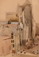 Margery Austen Ryerson, Street Scene, circa 1930, Watercolor, pencil and gouache on paper