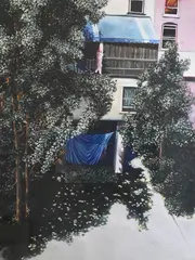 Afternoon on State Street by Nancy Baker, Watercolor, gouache on paper, offered Mar 2026