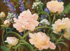 Peonies by Beverly Schirmeier, Oil on linen panel, offered Mar 2026