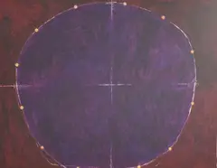 Red and Purple Circle by Leya Evelyn, 1981, Mixed media, oil pastel on paper, offered Mar 2026