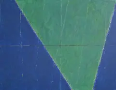 Green and Blue Triangle by Leya Evelyn, 1981, Mixed media, oil pastel on paper, offered Mar 2026