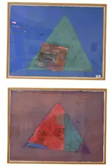 Triangle in Purple by Leya Evelyn, Mixed media, oil, cut paper collage, offered Mar 2026