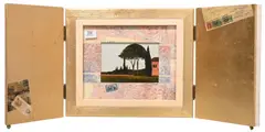Italian Villa Landscape by Graceann Warn, 1999, Mixed media, oil, gold leaf wall mounted box, offered Mar 2026
