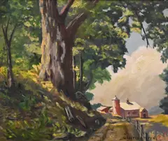 William Lester Stevens, New England Farm, Oil on canvas