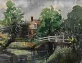 House by a Bridge by Loïs Mailou Jones, 1953, Watercolor on paper Marked lower left Lois M. Jones '53, offered Feb 2026