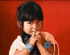 Larry Riley, Indian Girl, Oil on board