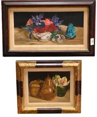 Still Life of Apple and Pear Tea Boxes by A.Christian, 1981, Oil on canvas, offered Feb 2026