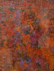 Beauford Delaney, Abstract Composition in Red, Oil on paper Marked lower right Beauford Delaney