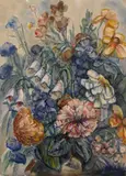 Walter Inglis Anderson, Still Life of Flowers and Study of a Bird in a Marsh, 1959, Watercolor on paper, double sided Marked and