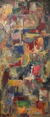 William Melton Halsey, Abstract Composition with Sun, Oil on canvas Marked lower left Halsey, verso W.M.Halsey
