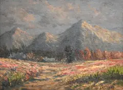 Joseph Henry Sharp, Mountain Landscape with Meadow Marked lower right J.H.Sharp, Oil on canvas board