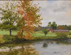 Andrew Lattimore, Wethersfield Farm, Oil on board