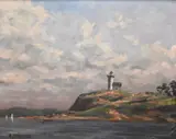 Anne Packard, Long Point, Oil on canvas board Marked lower left A.Packard