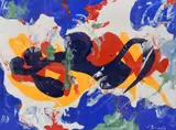 James Brooks, Abstract Composition in Blue, Red and White