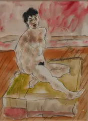 Zero Mostel, Nude Portrait Study of Sidney, 1965, Pastel on paper