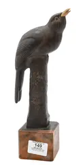 Anton Puchegger, Blackbird, Carved wood with 18K gold mounts
