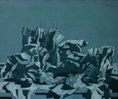 Stefano Cusumano, Still Life of Bags, 1966, Oil on canvas