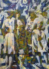 Stefano Cusumano, Group of Women and Children, Oil on canvas