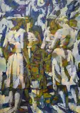 Stefano Cusumano, Group of Women and Children, Oil on canvas