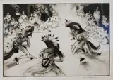 Gene Kloss, Indian Friendship Dance, 1953, Drypoint etching