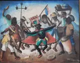 Wilson Bigaud, Mardi Gras Carnival Scene with Dancing Figures