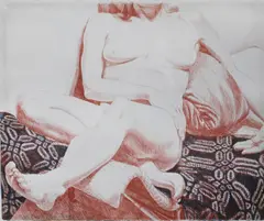 Philip Pearlstein, Girl on Blue Coverlet, 1972, Lithograph, artist proof
