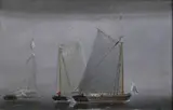 John Ferguson, Boats on the Foggy Ocean, circa 1877, Oil on masonite