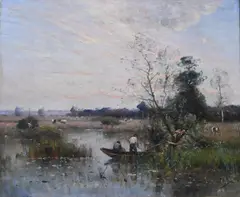 Louis Aimé Japy, Two Figures Fishing in a Pond, 1892, Oil on canvas