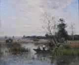 Louis Aimé Japy, Two Figures Fishing in a Pond, 1892, Oil on canvas
