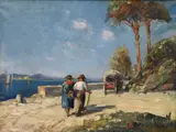 Gustave Vidal, Promenade au Bord de l'Eau, Oil on canvas
