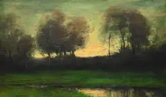Dennis Sheehan, Tonalist Landscape Study at Sunset, Oil on canvas
