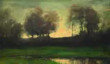 Dennis Sheehan, Tonalist Landscape Study at Sunset, Oil on canvas