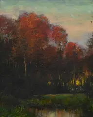 Autumn Landscape Study at Sunset by Dennis Sheehan, Oil on canvas, offered Jan 2026