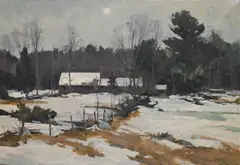Bernard Corey, Winter Farm Landscape, Oil on canvas