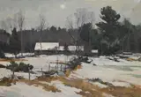 Bernard Corey, Winter Farm Landscape, Oil on canvas