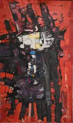 Frank Avray Wilson, Red and Black Abstract, Oil on canvas (double sided)