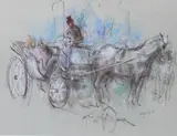 White Horse and Carriage by Thomas J. Fogarty Jr., 1980, Pastel on paper, offered Jan 2026