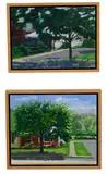 Joseph Sweeney, Neighborhood Street Scene, 1985, Oil on board
