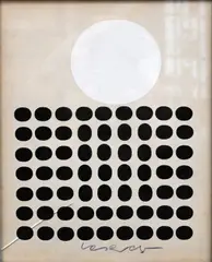 Victor Vasarely, Untitled Black and White Dots, Silkscreen