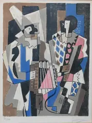 Les Arlequins by Gino Severini, Lithograph, offered Jan 2026