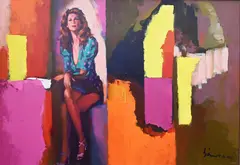 Seated Woman in an Abstract Setting by Nicola Simbari, Oil on canvas, offered Jan 2026