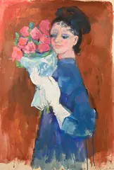 Abraham Rattner, Happy Birthday Dear Esther, Watercolor and gouache on paperboard