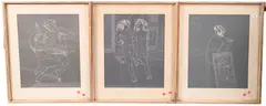 Hans Erni, Kneeling Venus and Satyr, edition 89/120 Seated Venus, edition 68/120 Two Running Nymphs, edition 82/120, Linocut etchings Each